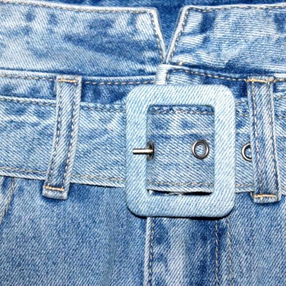 Rock & Roll Denim High Rise Belted Denim Shorts Blue NWT